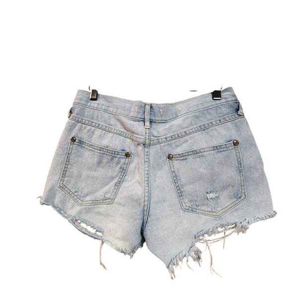 Free People Distressed Light Wash Denim Cutoff Shorts Size 25 - Picture 2 of 3